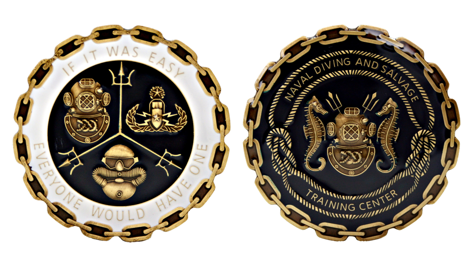 Naval Diving and Salvage Training Center_ custom challenge coins with chain-link edge_ hard enamel color details