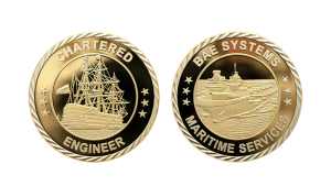 Custom Gold Coins, in Polished Plate Finish. Sussex HMS Ranger Coin, Custom Vessel Coins