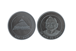 Embossed Face on a Coin made from Nickel. Black coins