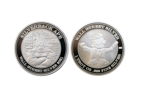 Custom .999 Fine Silver, 1 Troy Ounce, Polished Plate. Wall Street Coins