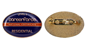 Oval shaped pin with custom design