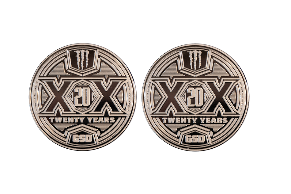 Company Anniversary Coins made from Silver Coins_Polished Plate Finish_20 Years Monster Energy