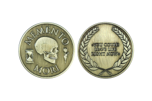 Skull Coin in Brass Antique