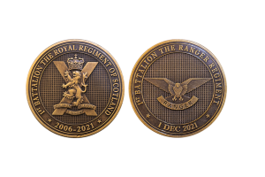 Custom Challenge Coins for NATO. Custom Coin Design embossed in Bronze Coin Rounds, Antiqued covered with Hard Enamel