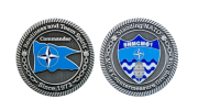 Nato Challenge Coins, Customized in Antiqued Silver and Blue Hard Enamel