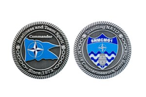 Nato Challenge Coins, Customized in Antiqued Silver and Blue Soft Enamel_Commander's coins