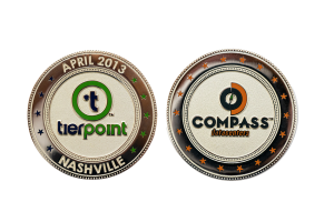 Several Editions of Custom Event Coins: Custom Company Coins Tierpoint 2013. Custom Silver Coins Polished finish with Enamel color