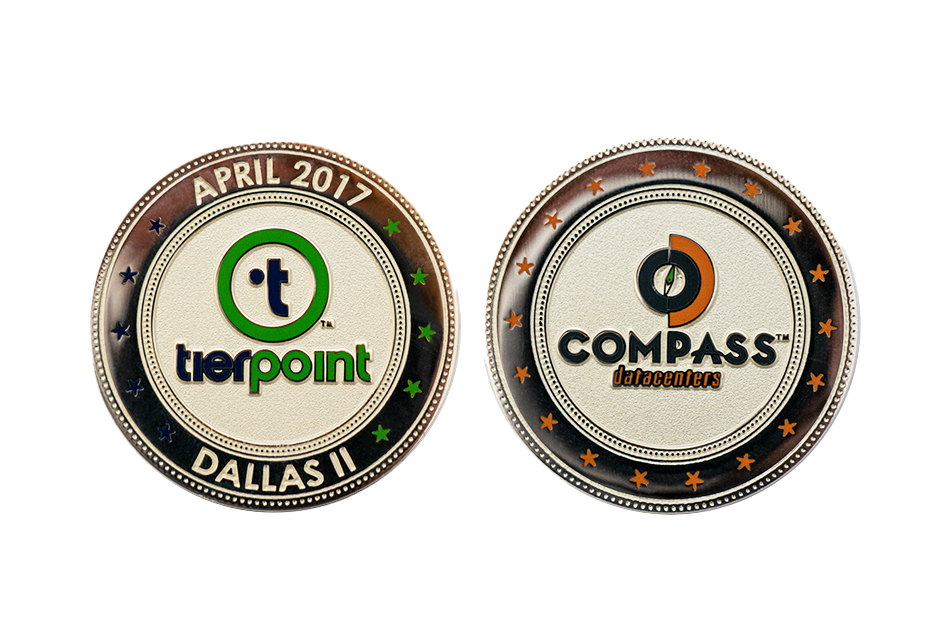 Several Editions of Custom Event Coins: Custom Company Coins Tierpoint 2017. Custom Silver Coins Polished finish with Enamel color