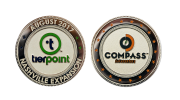 Several Editions of Custom Event Coins: Custom Company Coins Tierpoint Aug 2017. Custom Silver Coins Polished and Sandblast with Hard Enamel Color