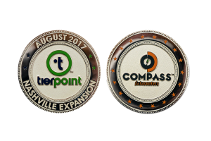 Several Editions of Custom Event Coins: Custom Company Coins Tierpoint Aug 2017. Custom Silver Coins Polished finish with Enamel color