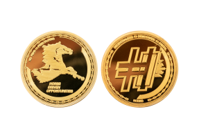 Custom Gold Coins for Peers, Polished Plate Finish. Horse Driven Peer Coins.
