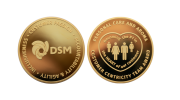 Custom Gold Coins, Polished Plate, DSM Care Coins