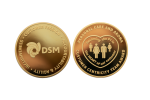 Custom Gold Coins, Polished Plate, DSM Coins, Care Coins