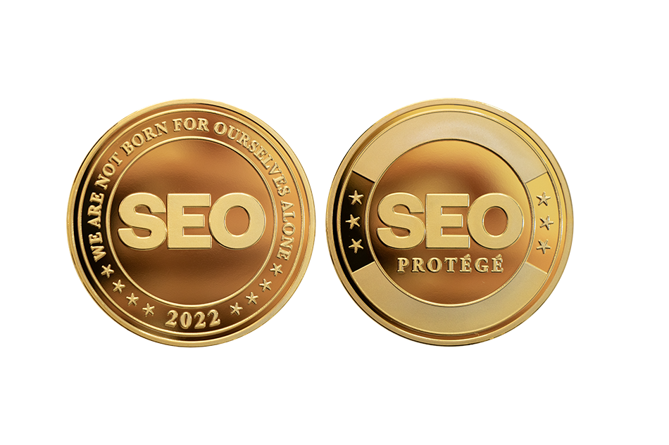 Golden Corporate Coins with space for name-engraving. 2022 SEO Protégé Coins
