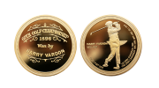 US Open Commemorative Coins. Gold Coins in Honor of a Player, Harry Vardon. Golf Coins, Polished Plate Finish