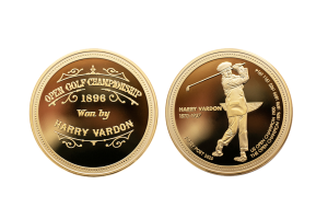 US Open Commemorative Coins. Gold Coins in Honor of a Player, Harry Vardon. Golf Coins, Polished Plate Finish