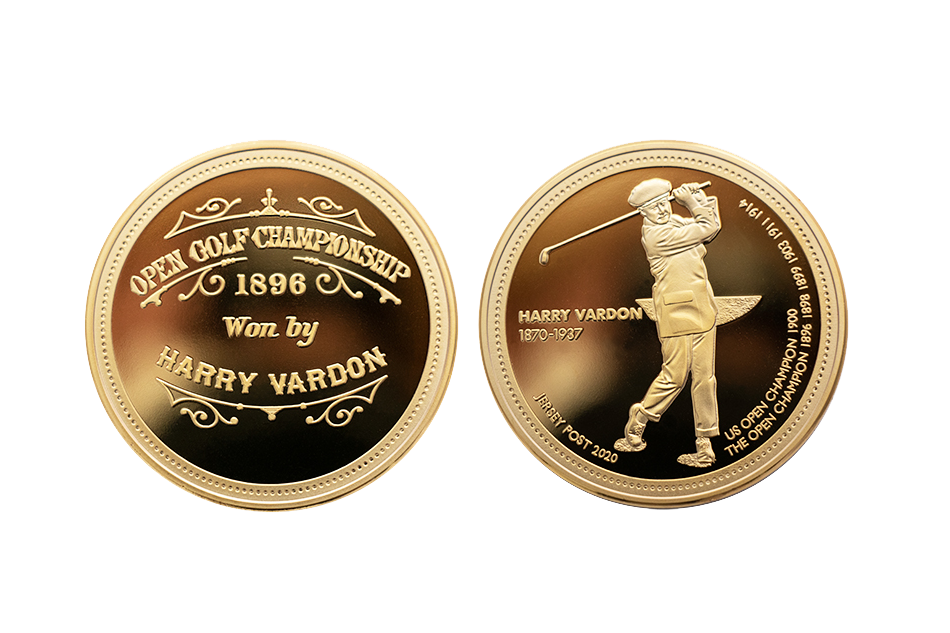 US Open Commemorative Coins. Gold Coins in Honor of a Player, Harry Vardon. Polished Plate Finish