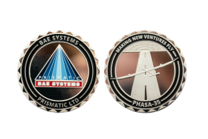 Custom Silver Coins with Soft Enamel Color. BAE Coins with special boarders