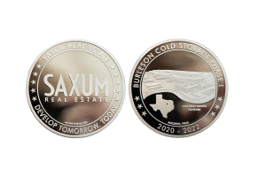 .999 Fine Silver Coins with Custom Corporate Design. Celebrating a Company's Anniversary with customized Corporate Event Coins.