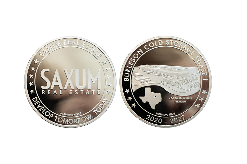 .999 Fine Silver Coins with Custom Corporate Design. Celebrating a Company's Anniversary with customized Corporate Event Coins.