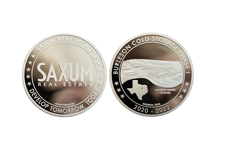 .999 Fine Silver Coins with Custom Corporate Design.  Celebrating a Company's Anniversary with customized Corporate Event Coins.