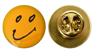 Personalized pin with color and polish-dome protection