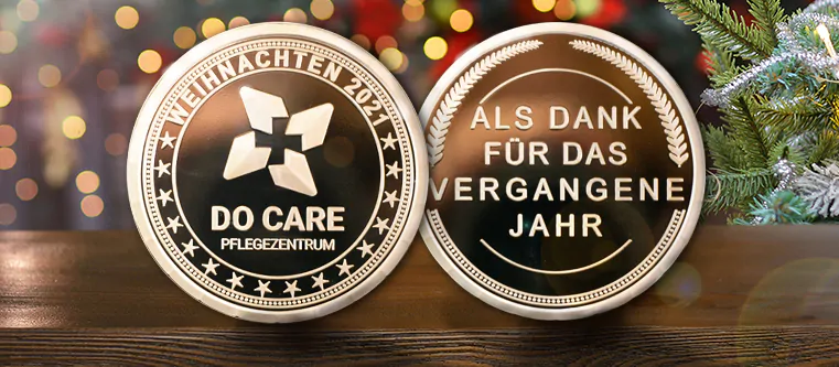 DoCare custom coins as corporate Christmas gifts