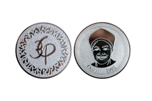 Jazzy festival coins with custom designs made from Silver in sandblasted and polished finish_Odetta coins