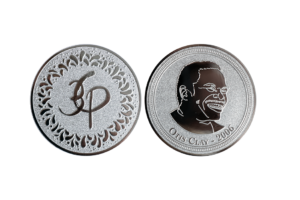 Jazzy festival coins with custom designs made from Silver in sandblasted and polished finish_Otis Clay coins