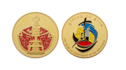 Custom 24K Gold Coins in Sandblast and Polished Finish with Soft Enamel Colors