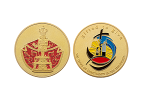 Custom-Minted Coins from 24K Gold in Sandblast and Polished Finish with Soft Enamel Colors