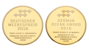 Ocean Award Coins. Custom-Minted Bronze Coins with 24K Plating in Polished Plate Finish