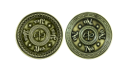 Custom-made antiqued flip coin. Yes-No Decisions made easy with an antiqued flip coin made from Bronze.