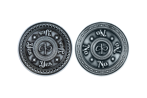 Personalized Flip Coin in Silver Antique. Yes-No Decisions with a coin