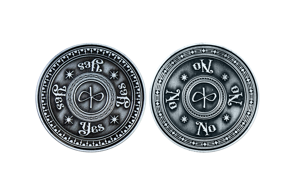 Personalized Flip Coin in Silver Antique. Yes-No Decisions with a coin