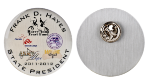 Personalized pin for the president in silver with print