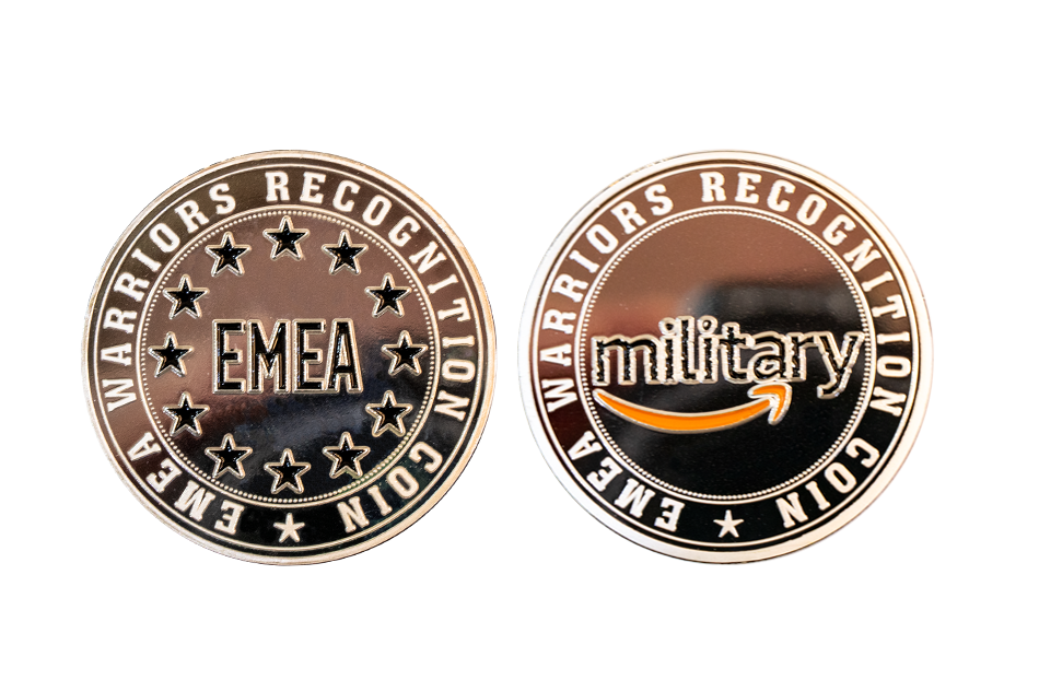 Recognition Coins for the Corporate World. Custom Silver Coins in Polished Plate with Soft Enamel