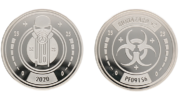 Silver-plated custom coins with logo