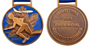 Customized sports medal on ribbon with enamel color