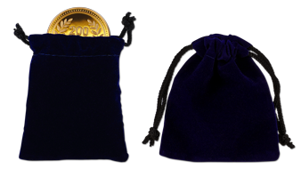 Blue Velvet Pouch for Custom Coins