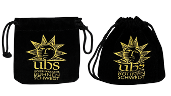 Velvet pouch for custom coins with individual logo print