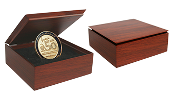 Wooden box for custom coins