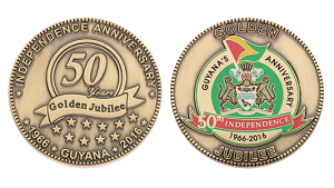 Custom anniversary coins with color details