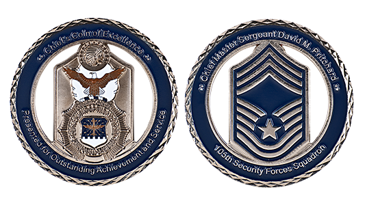 Armed forces coins with cutouts made of silver_ enamel color details