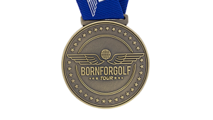 Custom bronze sports medals with ribbons