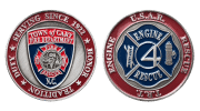 Custom silver coins with soft enamel red and blue colors_ Antique finish_ Custom challenge colored coins