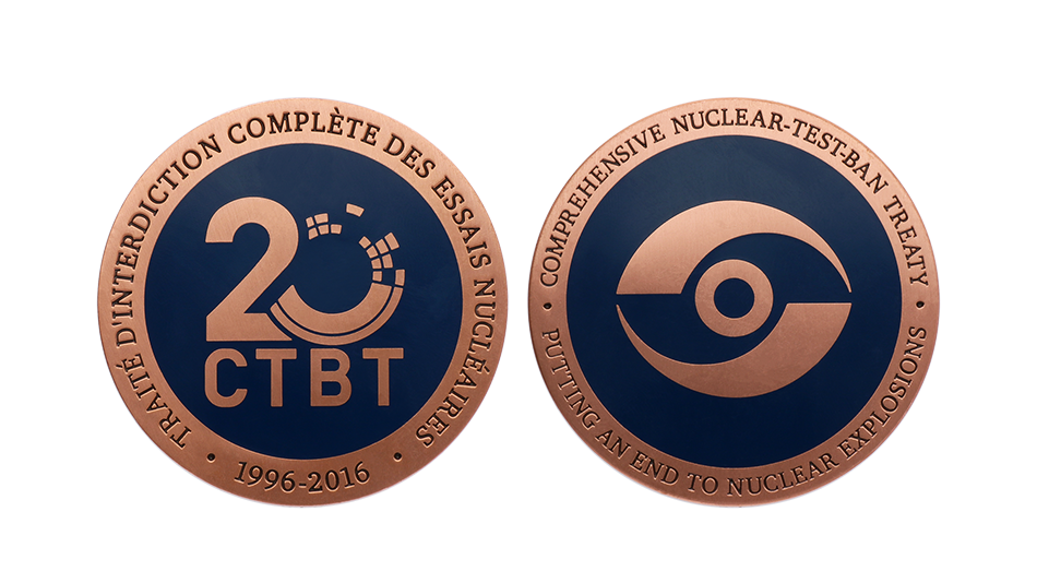 Nuclear Test Ban Treaty Coins_Custom-minted Coins in Copper with hard enamel coating_High-precision inscription engraving