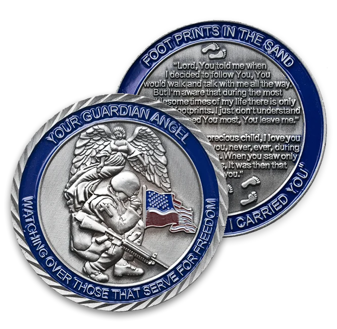 Custom Challenge Coin Production upon demand in Silver Antique with enamel colors or other design options