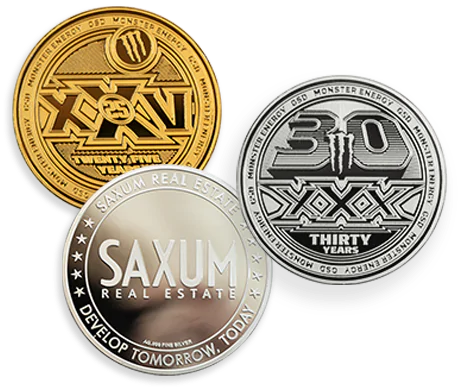 custom coins made in 24K gold, palladium, and platinum