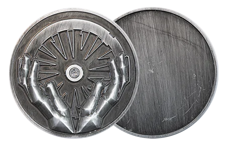 Custom Silver Coins in Antique Finish with Diamond in the center of two hands